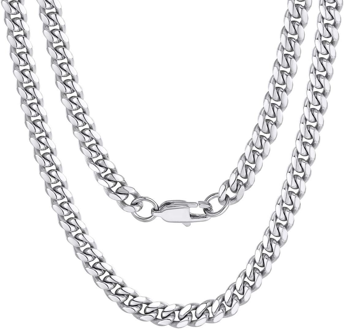 Chunky Miami Cuban Link Chain for Men Stainless Steel Cuban Chain Necklace 4.8 6 10 14mm Thick Hip Hop Jewelry 18 20 22 24 26 28 30 Inch
