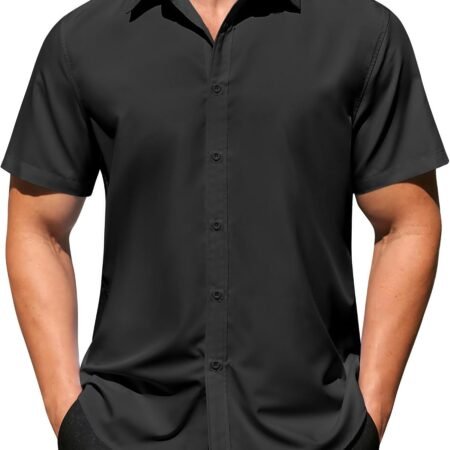 Men's Casual Dress Shirts Short Sleeve Wrinkle Free Casual Button Down Shirts